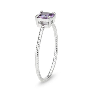 TK3856 - High polished (no plating) Stainless Steel Ring with AAA Grade CZ in Amethyst