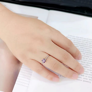 TK3856 - High polished (no plating) Stainless Steel Ring with AAA Grade CZ in Amethyst