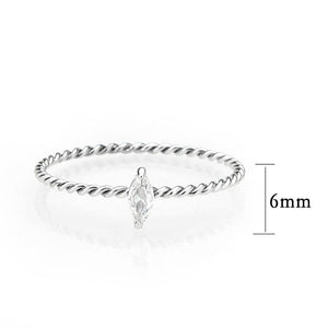 TK3860 - High polished (no plating) Stainless Steel Ring with AAA Grade CZ in Clear