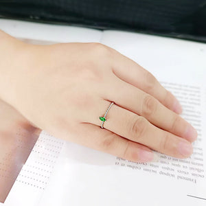 TK3861 - High polished (no plating) Stainless Steel Ring with Synthetic in Emerald