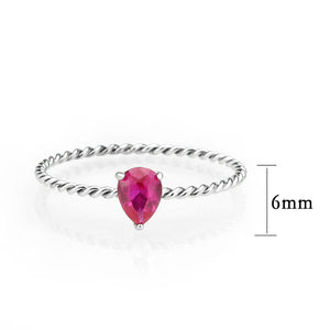 TK3863 - High polished (no plating) Stainless Steel Ring with AAA Grade CZ in Ruby