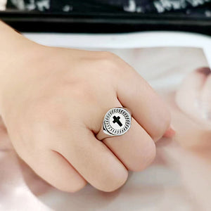 TK3874 - High polished (no plating) Stainless Steel Ring with Epoxy in No Stone