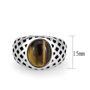 TK3875 - High polished (no plating) Stainless Steel Ring with Synthetic in Topaz