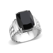 Load image into Gallery viewer, TK3876 - High polished (no plating) Stainless Steel Ring with Synthetic in Jet