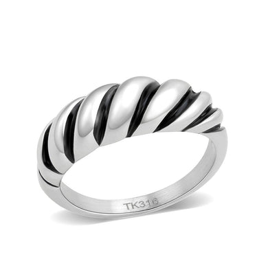 TK3881 - High polished (no plating) Stainless Steel Ring with Epoxy in Jet