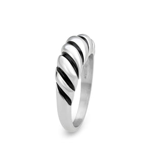 TK3881 - High polished (no plating) Stainless Steel Ring with Epoxy in Jet