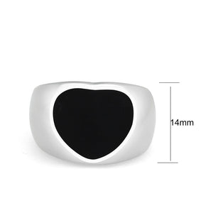 TK3882 - High polished (no plating) Stainless Steel Ring with Epoxy in Jet