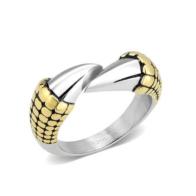 TK3888 - Two Tone IP Gold (Ion Plating) Stainless Steel Ring with Epoxy in Jet