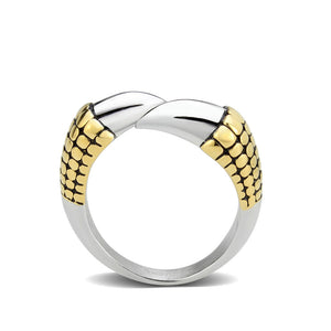 TK3888 - Two Tone IP Gold (Ion Plating) Stainless Steel Ring with Epoxy in Jet