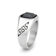 Load image into Gallery viewer, TK3889 - High polished (no plating) Stainless Steel Ring with AAA Grade CZ in Jet