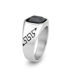 TK3889 - High polished (no plating) Stainless Steel Ring with AAA Grade CZ in Jet