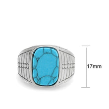 Load image into Gallery viewer, TK3892 - High polished (no plating) Stainless Steel Ring with Synthetic in Turquoise