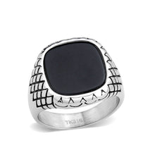 Load image into Gallery viewer, TK3893 - High polished (no plating) Stainless Steel Ring with Synthetic in Jet