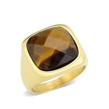 Load image into Gallery viewer, TK3894 - IP Gold(Ion Plating) Stainless Steel Ring with Synthetic in Amber