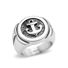Load image into Gallery viewer, TK3895 - High polished (no plating) Stainless Steel Ring with Epoxy in Jet