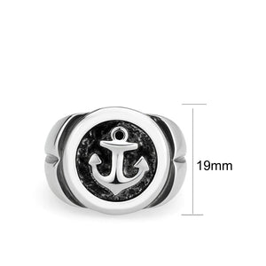TK3895 - High polished (no plating) Stainless Steel Ring with Epoxy in Jet