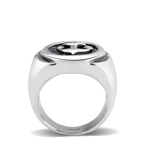 TK3895 - High polished (no plating) Stainless Steel Ring with Epoxy in Jet