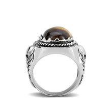 Load image into Gallery viewer, TK3896 - High polished (no plating) Stainless Steel Ring with Synthetic in Amber