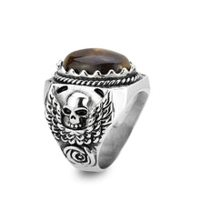 Load image into Gallery viewer, TK3896 - High polished (no plating) Stainless Steel Ring with Synthetic in Amber