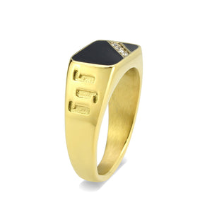 TK3898 - IP Gold(Ion Plating) Stainless Steel Ring with Top Grade Crystal in Clear