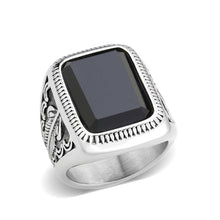 Load image into Gallery viewer, TK3899 - High polished (no plating) Stainless Steel Ring with Synthetic in Jet