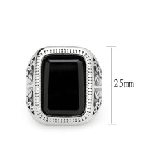 Load image into Gallery viewer, TK3899 - High polished (no plating) Stainless Steel Ring with Synthetic in Jet