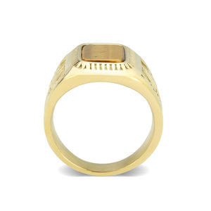 TK3900 - IP Gold(Ion Plating) Stainless Steel Ring with Synthetic in Amber