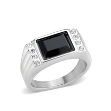 Load image into Gallery viewer, TK3902 - High polished (no plating) Stainless Steel Ring with Synthetic in Jet