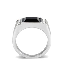 Load image into Gallery viewer, TK3902 - High polished (no plating) Stainless Steel Ring with Synthetic in Jet