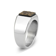 Load image into Gallery viewer, TK3904 - High polished (no plating) Stainless Steel Ring with Druzy in Brown