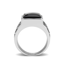 Load image into Gallery viewer, TK3905 - High polished (no plating) Stainless Steel Ring with Synthetic in Jet