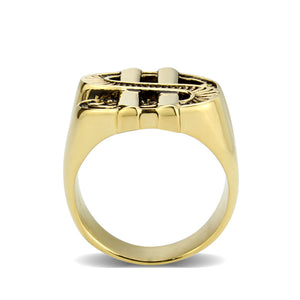 TK3907 - IP Gold(Ion Plating) Stainless Steel Ring with NoStone in Jet