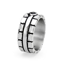 Load image into Gallery viewer, TK3911 - High polished (no plating) Stainless Steel Ring with Top Grade Crystal in Jet