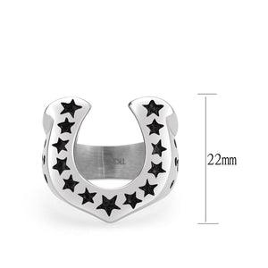 TK3912 - High polished (no plating) Stainless Steel Ring with Epoxy in Jet