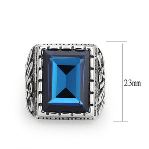 TK3913 - High polished (no plating) Stainless Steel Ring with Top Grade Crystal in Sapphire