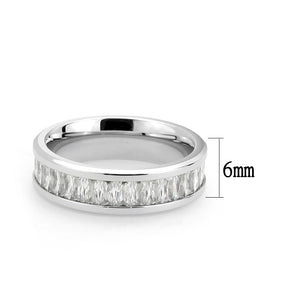 TK3914 - High polished (no plating) Stainless Steel Ring with AAA Grade CZ in Clear