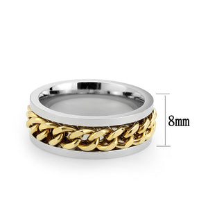 TK3915 - Two Tone IP Gold (Ion Plating) Stainless Steel Ring with NoStone in No Stone