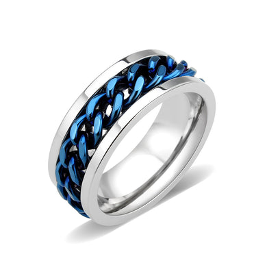 TK3916 - Two Tone IP Blue Stainless Steel Ring with NoStone in No Stone