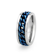 Load image into Gallery viewer, TK3916 - Two Tone IP Blue Stainless Steel Ring with NoStone in No Stone