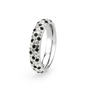 TK3917 - High polished (no plating) Stainless Steel Ring with Top Grade Crystal in MultiColor