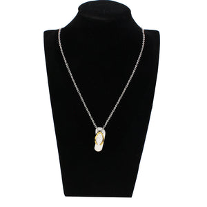 TK3941 - Two Tone IP Gold (Ion Plating) Stainless Steel Chain Pendant with Top Grade Crystal in Clear