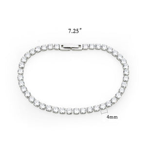 TK3947 - High polished (no plating) Stainless Steel Bracelet with AAA Grade CZ in Clear