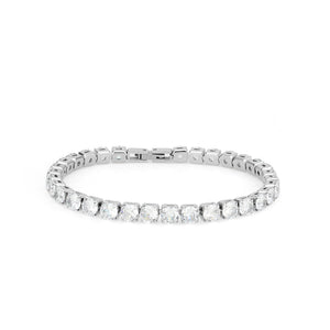 TK3948 - High polished (no plating) Stainless Steel Bracelet with AAA Grade CZ in Clear
