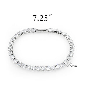 TK3948 - High polished (no plating) Stainless Steel Bracelet with AAA Grade CZ in Clear