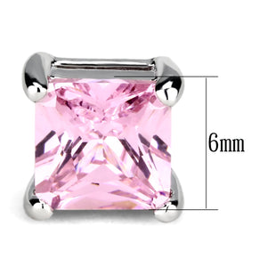 TK3W538 - High polished (no plating) Stainless Steel Earring with AAA Grade CZ in Rose
