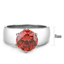 Load image into Gallery viewer, TK52001 - High polished (no plating) Stainless Steel Ring with AAA Grade CZ  in Garnet
