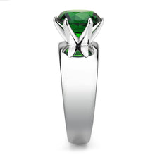 Load image into Gallery viewer, TK52005 - High polished (no plating) Stainless Steel Ring with Synthetic Synthetic Glass in Emerald