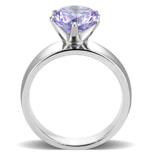 Load image into Gallery viewer, TK52006 - High polished (no plating) Stainless Steel Ring with AAA Grade CZ  in Light Amethyst