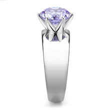 Load image into Gallery viewer, TK52006 - High polished (no plating) Stainless Steel Ring with AAA Grade CZ  in Light Amethyst