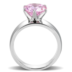 TK52010 - High polished (no plating) Stainless Steel Ring with AAA Grade CZ  in Rose